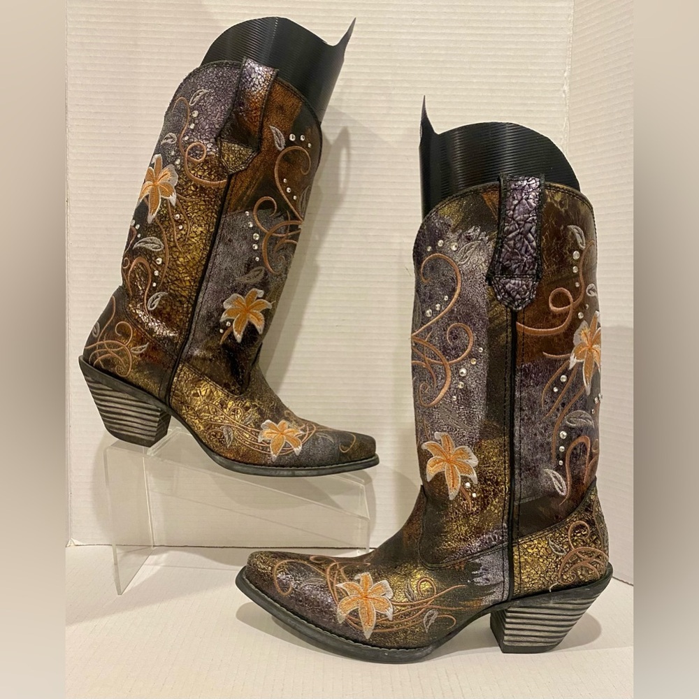 Crush by Durango 12” Rhinestone Embroidered Floral Western Cowboy Boots - Picture 3 of 11